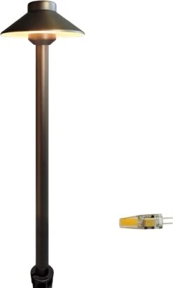 COLOER Low Voltage Pathway Lights, 12-15V AC/DC 2W LED Garden Path Lights Electric, Brass Outdoor Decor Lighting, IP65 Waterproof Christmas Landscape Lighting Wired (602B, 1-Pack With G4 Bulb)