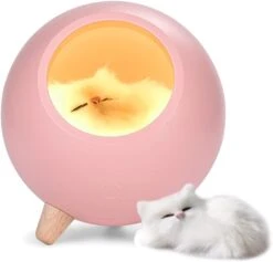 LEDHOLYT Room Decor For Women, Cat Night Light For Bedroom, Cat Lover Gifts For Women Wife Mom Teen Girls, Cute Cat House Valentine Christmas Birthday Gifts.(Night Light Version, Pink)