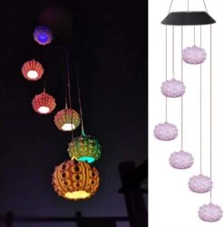 EpicGadget Sea Urchin Shell Solar Light, Sea Urchin Wind Chime Color Changing Outdoor Solar Garden Decorative Lights For Walkway Pathway Backyard Christmas Decoration Parties (Sea Urchin Shell)