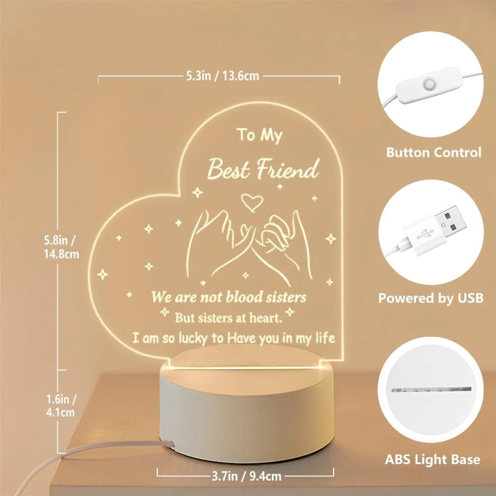 LE XIAOXI Best Friend Birthday Gifts Friendship Gifts Acrylic Night Light, Thank You Gifts For Friends - Christmas Birthday Gifts For Bestie, BFF 4 LE XIAOXI Best Friend Birthday Gifts Friendship Gifts Acrylic Night Light, Thank You Gifts For Friends - Christmas Birthday Gifts For Bestie, BFF - Image 4