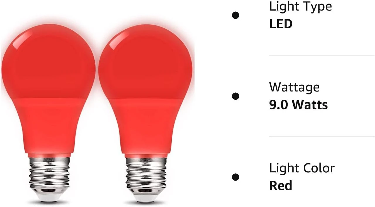 Red Light Bulb 9W (60W Equivalent) E26 Base Non-Dimmable, LED Colored Light Bulbs For Halloween Christmas Party Holiday Lighting 2-Pack 8 Red Light Bulb 9W (60W Equivalent) E26 Base Non-Dimmable, LED Colored Light Bulbs For Halloween Christmas Party Holiday Lighting 2-Pack - Image 8