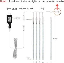 Aokudoni Christmas Lights Outdoor, Upgraded 16 Inch /40cm Meteor Shower Lights 8 Tube Falling Rain Light Icicle String Lights For Xmas Tree New Year Party Wedding Decorations, UL Plug, White -Xmas Lighting Shop 514UN uYKtL. AC SL1000