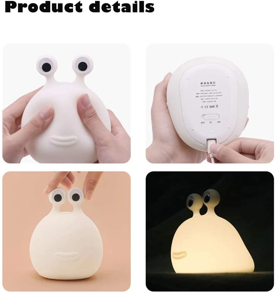 Slug Night Light,Silicone Lamp For Kids USB Rechargeable Cute Animal Lamps Timer Setting Safe BedsideLamp Portable LED Lamps For Breastfeeding Dorm Room Decor For Christmas Gift Baby Kids Girls Teens 5 Slug Night Light,Silicone Lamp For Kids USB Rechargeable Cute Animal Lamps Timer Setting Safe BedsideLamp Portable LED Lamps For Breastfeeding Dorm Room Decor For Christmas Gift Baby Kids Girls Teens - Image 5