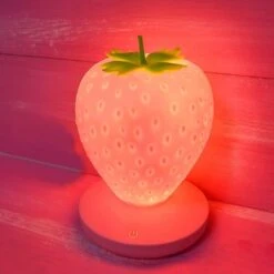 Ritammi Strawberry Night Light, Cute Silicone Strawberry Lamp, Bedside Color Changing Lamp, LED Cute Night Light, 3 Modes Touch, For Birthday, Christmas (Pink)