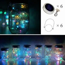 Cynzia Solar Mason Jar Lights, 6 Pack 20 LED Fairy String Lights With 6 Hangers (No Jars), Waterproof Firefly Lights Lantern For Outdoor, Wedding, Patio, Garden, Party, Christmas Decor (4 Colors) -Xmas Lighting Shop 517S0b6UmiL. AC US1000