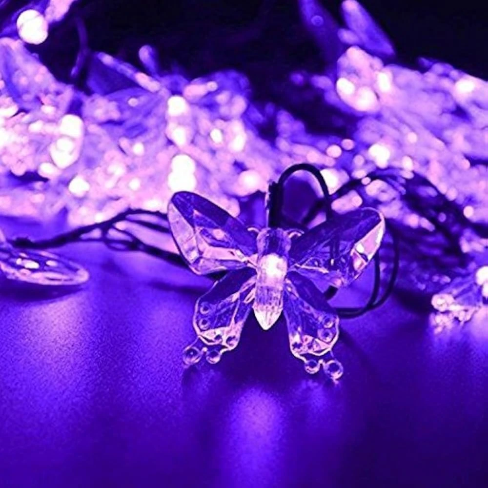 WONFAST Solar String Lights, Waterproof 16ft 20LED Butterfly Christmas Fairy Lights Decorative Lighting For Home Party Wedding Patio Garden Porch Balcony (Purple) 1 WONFAST Solar String Lights, Waterproof 16ft 20LED Butterfly Christmas Fairy Lights Decorative Lighting For Home Party Wedding Patio Garden Porch Balcony (Purple)