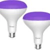 Onforu 2 Pack 120W Equiv LED Black Light Bulb, BR30 E26 Blacklight Bulbs For Glow In The Dark, 385-400nm, 15W Black Light Flood Light For Halloween Christmas Party, Body Paint, Fluorescent Poster