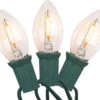 GOOTHY 25FT Clear Outdoor LED String Lights, C7 Clear Christmas String Lights With 27 0.6W Ceramic LED Bulb (2 Spare)，E12 Base, UL Listed For Patio Backyard Cafe Party Holiday Decoration-Green Wire