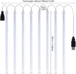 Falling Rain Lights 11.8 Inch 8 Tube 192 LEDs, Meteor Shower Lights Waterproof, Icicle Snow Fall String Cascading Lights, Christmas Lights For Holiday Party Wedding, Garden Decoration (Colorful) -Xmas Lighting Shop 51H6C6GDTL. AC SL1000