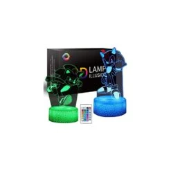 YAZJIWAN 3D Anime Lamp 2 Patterns 16 Color Change Decor Table Night Light With Remote Control, Christmas Birthday Gifts For Boys Girls Kids Room Decor