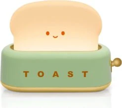 LOUHH Toaster Lamp, Cute Desk Decor Lamp -Toast Light With Dimmable Light And Timer Settings For Birthday Gifts, Christmas Gifts, Children's Day Gifts, Desk Decorations (Green)