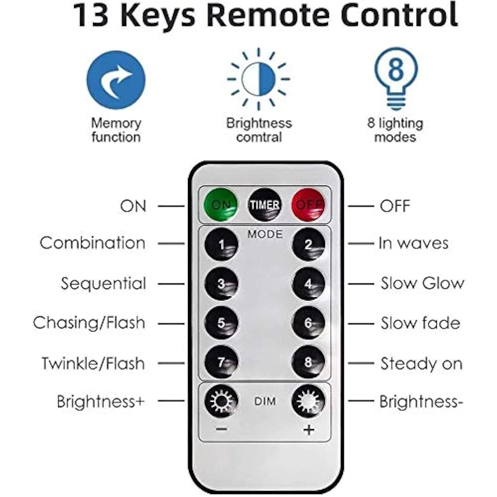 Cosumina 2 Pack 33Ft 10M Battery Powered Fairy Lights Indoor String Light Twinkle Lights With Remote For Wedding Garden Party Decorative Lighting Christmas Light Decoration Warm White 7 Cosumina 2 Pack 33Ft 10M Battery Powered Fairy Lights Indoor String Light Twinkle Lights With Remote For Wedding Garden Party Decorative Lighting Christmas Light Decoration Warm White - Image 7