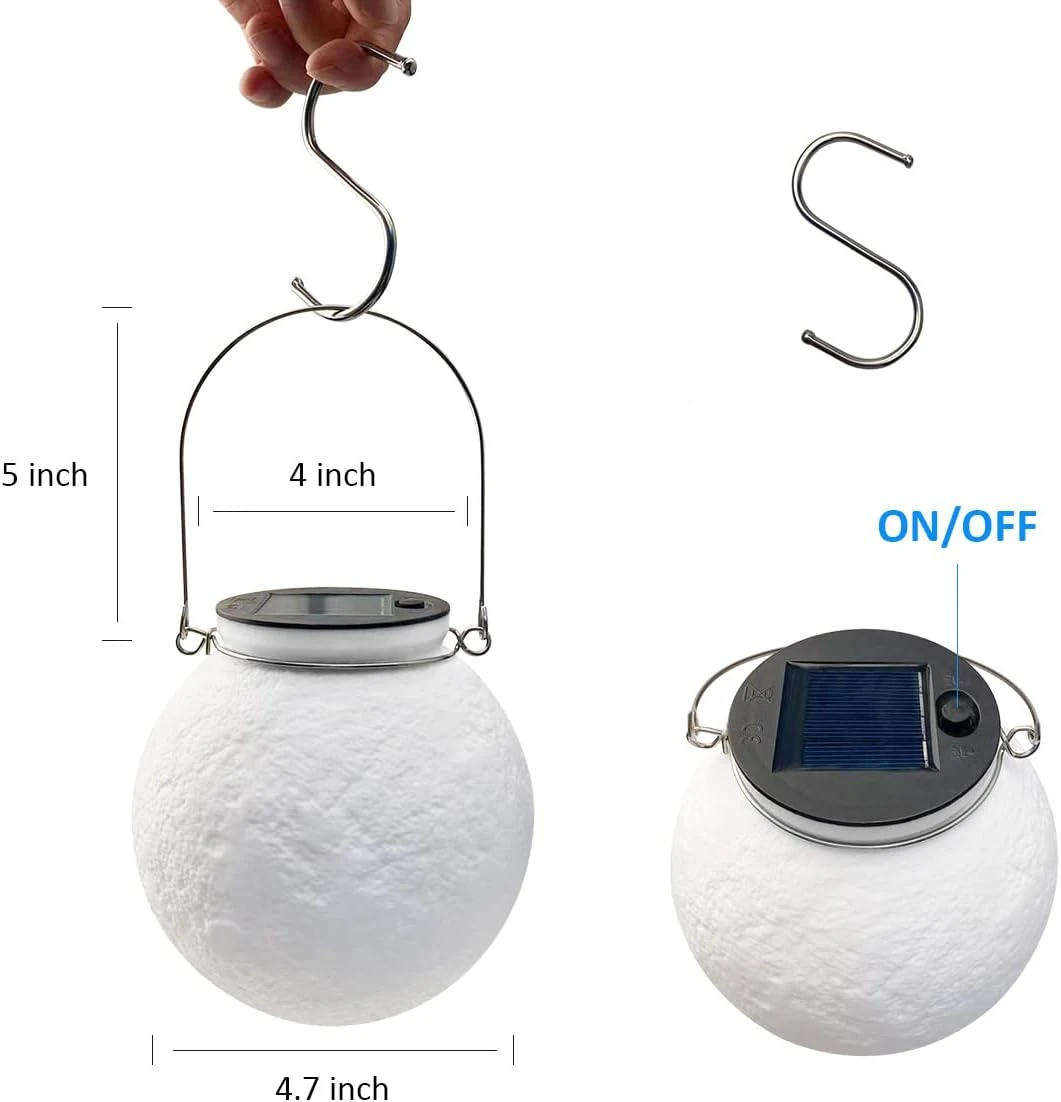 Balkwan 4.7 Inches Solar Moon Lamp Garden Decor Waterproof Outdoor Lanterns With LED Garden Solar Lights Patio Hanging Lights Christmas Decorations For Backyard Fence Pathway, Warm White 5 Balkwan 4.7 Inches Solar Moon Lamp Garden Decor Waterproof Outdoor Lanterns With LED Garden Solar Lights Patio Hanging Lights Christmas Decorations For Backyard Fence Pathway, Warm White - Image 5
