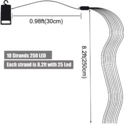 Outdoor Fairy Lights With Remote Control - 2 Pack Battery Operated Waterproof Twinkle Lights, 250 LEDs, 8.2ft Waterfall Firefly Lights For Garden Wedding Birthday Christmas Decorations (Warm White) -Xmas Lighting Shop 51PQuddXppL. AC SL1000