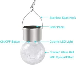 12 Pack Hanging Solar Powered LED Light With 10 Color Auto-Changing, Cracked Glass Ball Light, Waterproof Outdoor Christmas Decorative Lantern For Garden, Yard, Patio, Lawn -Xmas Lighting Shop 51PnPDYufUL. AC SL1190