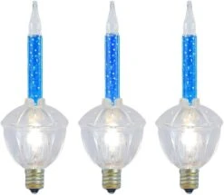 Novelty Lights 3 Light Traditional Christmas Bubble Light Replacement Pack, Blue With Silver Glitter Liquid, 3 Pack