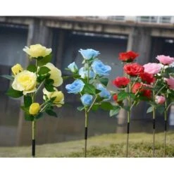 New Upgraded 4-Pack 24 Roses Solar Garden Lights Outdoor Decor, Waterproof Outside Yard Decor Stake Lights, Solar Rose Flower Garden Stake Lights For Garden Yard Christmas Cemetery Grave Decorations -Xmas Lighting Shop 51WbREP5qLL. AC US1000