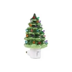 AMENA Ceramic Christmas Tree Night Light - 6" H, Nostalgic, Decorative Bathroom Decoration. Hand Painted (Green) -Xmas Lighting Shop 51Wkr64JwgL. AC SR10001000