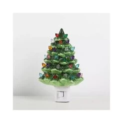 AMENA Ceramic Christmas Tree Night Light - 6" H, Nostalgic, Decorative Bathroom Decoration. Hand Painted (Green) -Xmas Lighting Shop 51ZGSa29KL. AC SR10001000