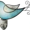Bird Night Light Christmas Decorative Accent Lite Wall Plug In Nightlight Bedroom Bathroom Nursery Kitchen Blue Green Stained Glass Home Décor J Devlin NTL 188