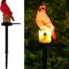 Juliahestia Cardinal Garden Decor Bird Figurine Solar Light Outdoor Stake Patio Yard Lawn Porch Cute Pathway Christmas Decorations Outside Gift Red