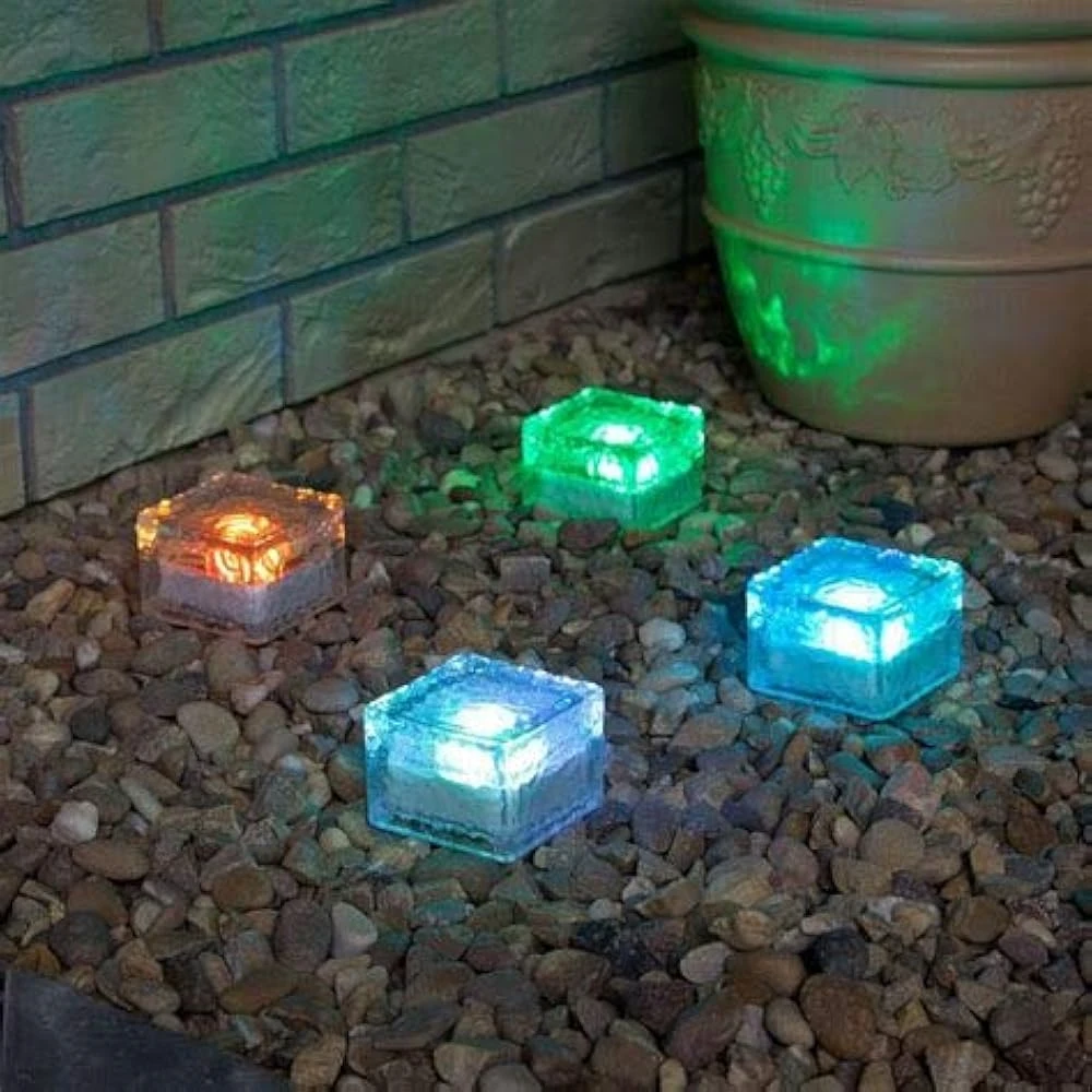 HORING Solar Glass Brick Light - Crystal Brick Stone - Garden Solar Ice Cube Charming Glass Brick Lights Colour Change LED Garden Courtyard Pathway Patio Pool Outdoor Decoration Christmas(RGB 4PCS) 6 HORING Solar Glass Brick Light - Crystal Brick Stone - Garden Solar Ice Cube Charming Glass Brick Lights Colour Change LED Garden Courtyard Pathway Patio Pool Outdoor Decoration Christmas(RGB 4PCS) - Image 6