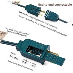 GOOTHY 25FT Clear Outdoor LED String Lights, C7 Clear Christmas String Lights With 27 0.6W Ceramic LED Bulb (2 Spare)，E12 Base, UL Listed For Patio Backyard Cafe Party Holiday Decoration-Green Wire -Xmas Lighting Shop 51d2Rk87z6S. AC US1000