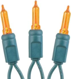 Novelty Lights T5 LED Amber Christmas String Lights - UL Listed Indoor/Outdoor Light Set W/ 35 Mini Bulbs For Christmas Tree, Patio, Wedding Decor - (Green Wire, 11.5' Long) -Xmas Lighting Shop 51hmuONh8L. AC SL1000