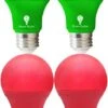 4 Pack A19 LED Red Light Bulb LED Green Light Bulb 120V E26 Base 9 Watt (60-watt Replacement) Red Bulb Red Bulb, Party Decoration, Porch, Home Lighting, Christmas Light Bulbs