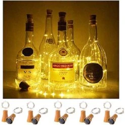 Decorman 10 Pack Solar Powered Wine Bottle Lights, 10 LED Waterproof Copper Cork Shaped Lights For Wedding/Christmas/Outdoor/Holiday/Garden/Patio/Yard/Pathway Decor (Warm White)