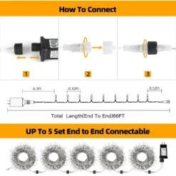 VTECHOLOGY Christmas String Lights, 66FT 200 LEDs Blue Halloween String Lights 8 Modes Fairy Lights With End-to-End Plug Decoration For Christmas Tree Indoor Outdoor, Blue (Clear Wire) -Xmas Lighting Shop 51pCmlubbTL. AC US1000