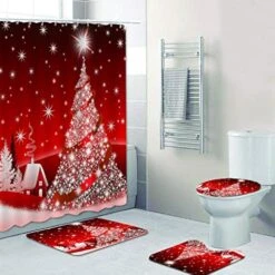 WODEJIA Shower Curtains With Bath Rugs Non-Slip Soft Toilet Lid Cover For Bathroom,Waterproof Home Tub Curtains Sets With Memory Foam Rugs,3D Print Durable Polyester Fabric Four-Piece Christmas 17 WODEJIA Shower Curtains With Bath Rugs Non-Slip Soft Toilet Lid Cover For Bathroom,Waterproof Home Tub Curtains Sets With Memory Foam Rugs,3D Print Durable Polyester Fabric Four-Piece Christmas -Xmas Lighting Shop 51sS4BFbc2L. AC US1000