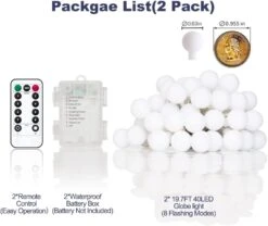 YoTelim Globe String Lights Battery Operated Warm White ，Water Proof 2 Pack 19.7FT 40 LED Globe Fairy String Light 8 Modes With Remote Control, For Home, Party, Christmas, Wedding, Garden Decoration -Xmas Lighting Shop 51wMku22c2L. AC SL1000