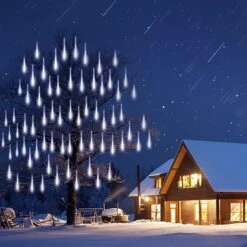 Adecorty Christmas Lights Outdoor, Meteor Shower Lights 12 Inch 8 Tubes Snow Falling Rain Cascading Icicle Lights For Xmas Tree, Christmas Decorations Outdoor, Luces De Navidad Para Exterior (White) -Xmas Lighting Shop 61 1l9ruYML. AC SL1100