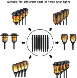EVOSUMMER 8 PCS X 8.25" Plastic Ground Spikes,Solar Torch Lights Replacement ABS Plastic Ground Spikes Stake For Christmas Pathway Markers (8 PCS Plastic Spikes) -Xmas Lighting Shop 61 MPsof fL. AC SL1000
