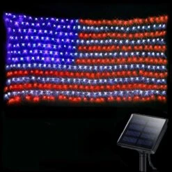 American Flag Lights Outdoor Solar Powered,420 Super Bright LEDs,6.5ft X 3.28ft,Memorial Day Decorations Of The United States For Independence/National/Memorial Day,July 4th,Christmas Decoration