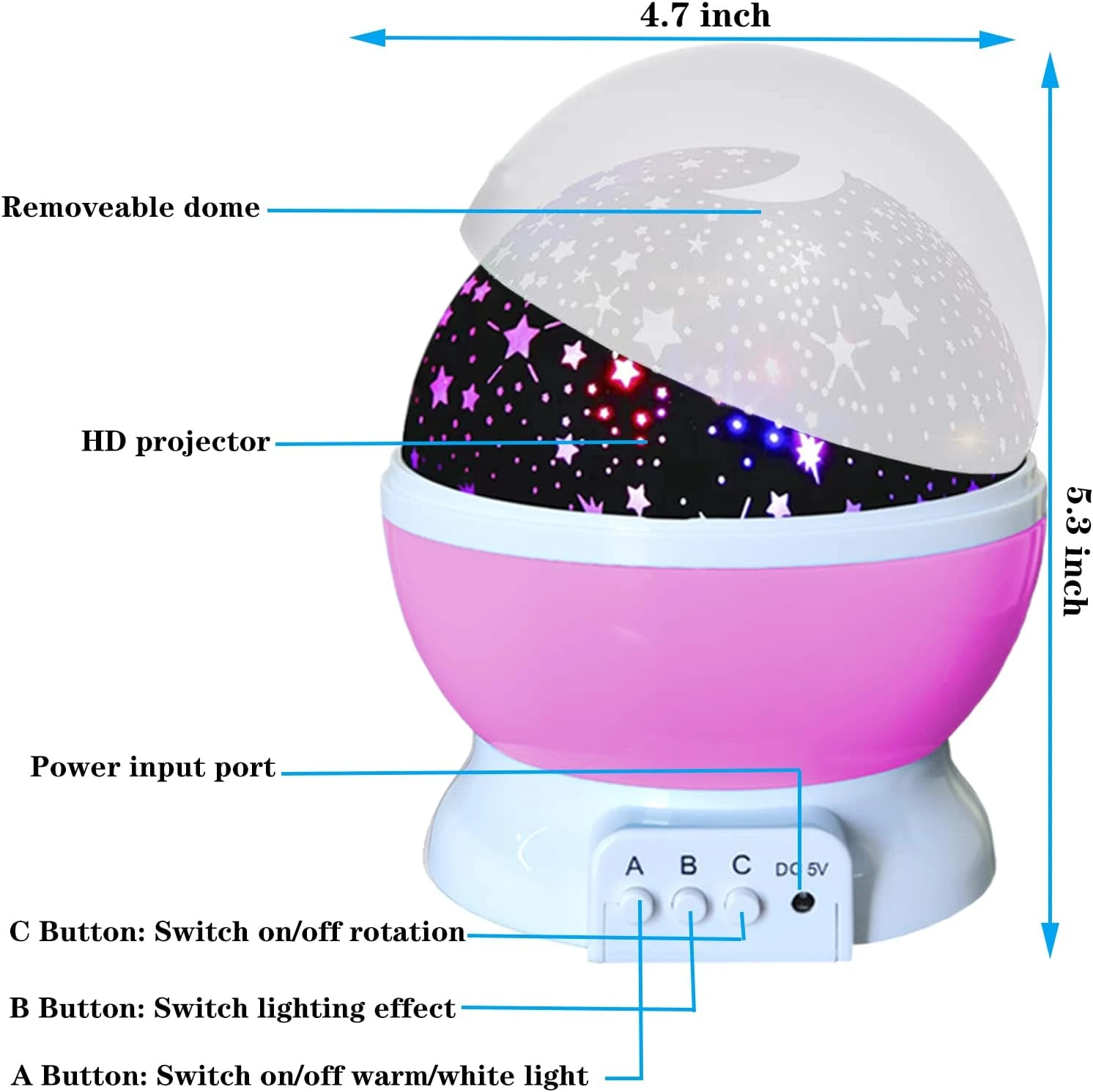 Girls Star Night Light Projector - Starry Night Light For Kids Baby Bedroom Lamp Toys For 3-12 Year Old Girls Boys Gifts Birthday Christmas Gifts Age 4-12 Year Old Girl Toy Pink 4 Girls Star Night Light Projector - Starry Night Light For Kids Baby Bedroom Lamp Toys For 3-12 Year Old Girls Boys Gifts Birthday Christmas Gifts Age 4-12 Year Old Girl Toy Pink - Image 4