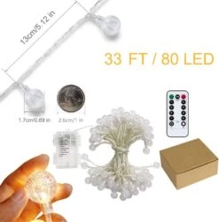 Battery Operated Globe String Lights,Water Proof 33 FT 80 LED Crystal Ball String Lights 8 Modes With Remote Control ,Indoor Outdoor LED Fairy Lights For Home, Christmas, Party Patio, Warm White -Xmas Lighting Shop 611JdA1FmiL. AC SL1000