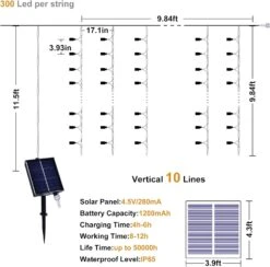 Solar Curtain Lights Outdoor Indoor, Solar Christmas Lights, 300 LED Fairy Window Lights IP65 Waterproof, Twinkle Lights 8 Modes Christmas Decoration For Home Patio Wedding Party (Multi-Colored) -Xmas Lighting Shop 611QxTdRi6L. AC SL1500