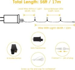 EXF 2-Pack Connectable Christmas Lights, Total 240LED Waterproof Clear Wire String Lights Indoor/Outdoor, 8 Modes Twinkle Lights For Room, Garden, Xmas Tree Decorations (Warm White) -Xmas Lighting Shop 611wdhKYZUL. AC SL1500