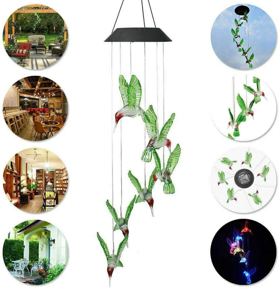 Hummingbird Solar Light, Epicgadget Solar Bird Wind Chime Color Changing Outdoor Solar Garden Decorative Lights For Walkway Pathway Backyard Christmas Decoration Parties (Green Wing Hummingbird) 5 Hummingbird Solar Light, Epicgadget Solar Bird Wind Chime Color Changing Outdoor Solar Garden Decorative Lights For Walkway Pathway Backyard Christmas Decoration Parties (Green Wing Hummingbird) - Image 5