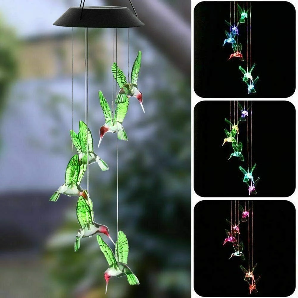 Hummingbird Solar Light, Epicgadget Solar Bird Wind Chime Color Changing Outdoor Solar Garden Decorative Lights For Walkway Pathway Backyard Christmas Decoration Parties (Green Wing Hummingbird) 4 Hummingbird Solar Light, Epicgadget Solar Bird Wind Chime Color Changing Outdoor Solar Garden Decorative Lights For Walkway Pathway Backyard Christmas Decoration Parties (Green Wing Hummingbird) - Image 4