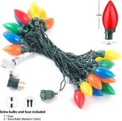 HAYATA C9 Bulbs Christmas Lights 35 LED 22ft Strawberry String Light - Fairy Lighting For Outdoor, Indoor, Garden, Yard, Party, Home, Wreath, Garland, Christmas Tree Decorations (Multi Color) -Xmas Lighting Shop 613bkKRAK1L. AC SL1000
