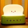 Cute Toast Night Lamp,Dimmable LED Night Light Rechargeable Desk Lamp With Timer, Portable Bedroom Bedside Lamps,Christmas Decor Lights For Baby Girls Boys Sleep (Green)