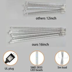 Aokudoni Christmas Lights Outdoor, Upgraded 16 Inch /40cm Meteor Shower Lights 8 Tube Falling Rain Light Icicle String Lights For Xmas Tree New Year Party Wedding Decorations, UL Plug, White -Xmas Lighting Shop 614 oEQMlpS. AC SL1000