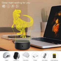 Dinosaur Night Light For Kids - 3D Dinosaur Lamp 16 Colors Optical Illusion Touch & Remote Control With 3 Acrylic Flats Best Christmas Birthday New Year Gifts For Boys Girls Kids Baby (3 Dinosaurs) -Xmas Lighting Shop 614WVyQImjL. AC SL1000