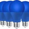 LED Blue Light Bulb, 9W (60w Equivalent), A19 E26 Medium Base Blue Light Bulb, LED Blue Color Bulb For Outdoor Porch, Christmas, Party Decoration, Wedding, Halloween, Home, Holiday Lighting, 4 Pack
