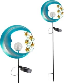 TOMBABY Moon Solar Light Garden Outdoor Decoration Waterproof Decoration Solar Pile Light Courtyard Christmas Gift For Mother Pathway Moon Decorations (Moonlight Blue)