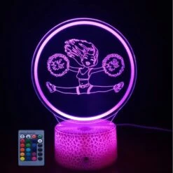 3D Cheerleader Girl Night Light 7/16 Color Change USB Powered Remote Control Touch Button Acrylic Flat ABS Base LED Desk Table Light Lamp Gift Kids Toys Decor Decorations Christmas Valentines Gift