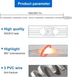 VISDOLL String Lights Outdoor, 32.8ft LED Christmas Lights WS2812 RGB 5V USB Waterproof Multicolor Fairy Lights With Remote And Bluetooth App Control, Idear For Wedding Party Holiday Indoor Decor 13 VISDOLL String Lights Outdoor, 32.8ft LED Christmas Lights WS2812 RGB 5V USB Waterproof Multicolor Fairy Lights With Remote And Bluetooth App Control, Idear For Wedding Party Holiday Indoor Decor -Xmas Lighting Shop 6163bzyi3iL. AC SL1500